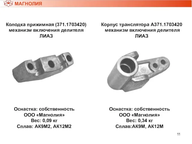 МАГНОЛИЯ Колодка прижимная (371.1703420) механизм включения делителя ЛИАЗ Оснастка: собственность ООО «Магнолия»