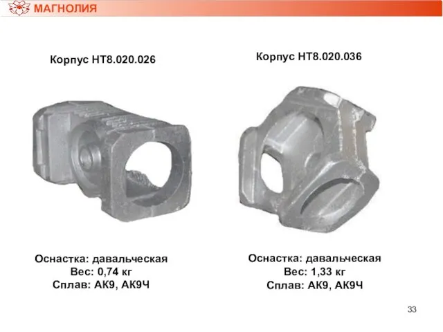 Корпус НТ8.020.026 Оснастка: давальческая Вес: 0,74 кг Сплав: АК9, АК9Ч МАГНОЛИЯ Корпус