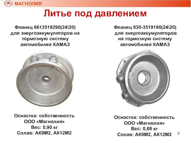 Литье под давлением МАГНОЛИЯ Фланец 6613519290(24\20) для энергоаккумуляторов на тормозную систему автомобилей