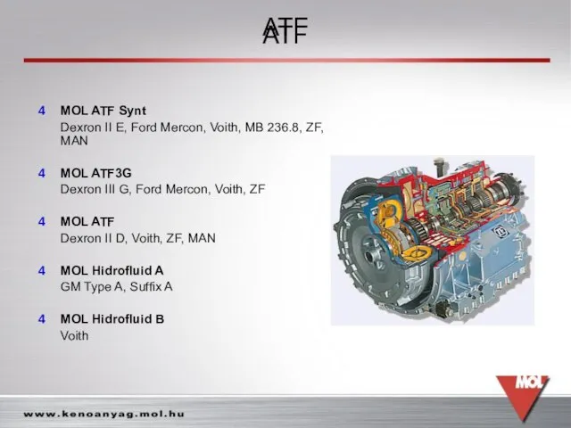 MOL ATF Synt Dexron II E, Ford Mercon, Voith, MB 236.8, ZF,