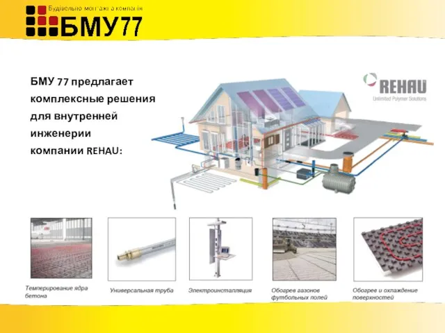 БМУ 77 предлагает комплексные решения для внутренней инженерии компании REHAU:
