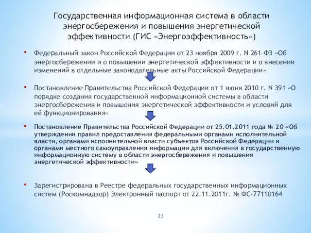 Федеральный закон Российской Федерации от 23 ноября 2009 г. N 261-ФЗ «Об