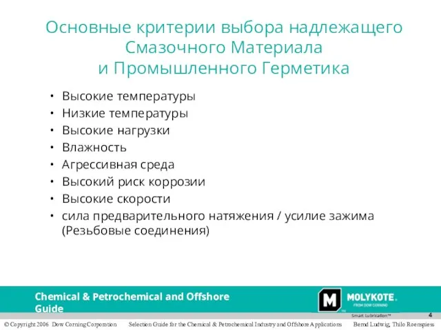 Высокие температуры Низкие температуры Высокие нагрузки Влажность Агрессивная среда Высокий риск коррозии