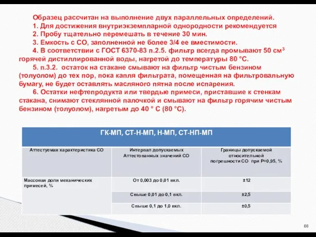 Образец рассчитан на выполнение двух параллельных определений. 1. Для достижения внутриэкземпларной однородности