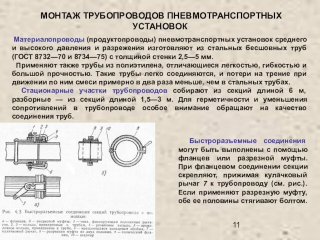 МТ МОНТАЖ ТРУБОПРОВОДОВ ПНЕВМОТРАНСПОРТНЫХ УСТАНОВОК Материалопроводы (продуктопроводы) пневмотранспортных установок среднего и высокого