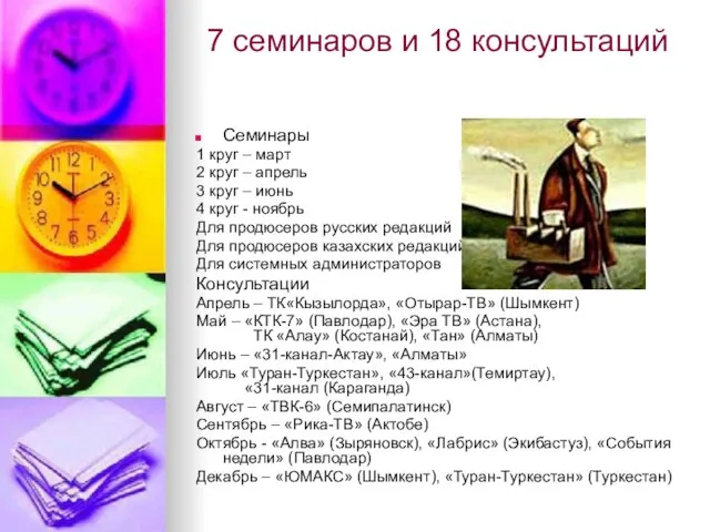 7 семинаров и 18 консультаций Семинары 1 круг – март 2 круг