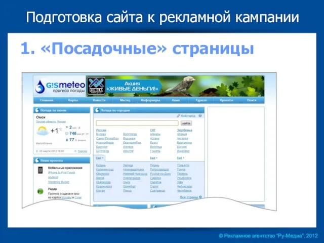 Подготовка сайта к рекламной кампании 1. «Посадочные» страницы