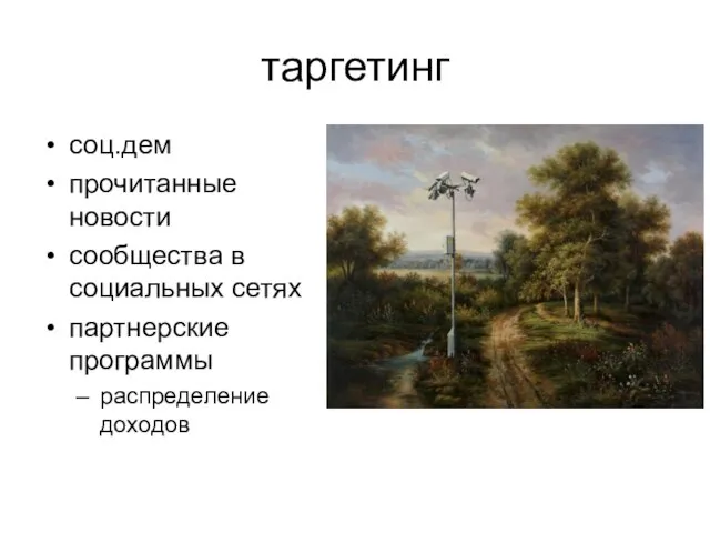 таргетинг соц.дем прочитанные новости сообщества в социальных сетях партнерские программы распределение доходов