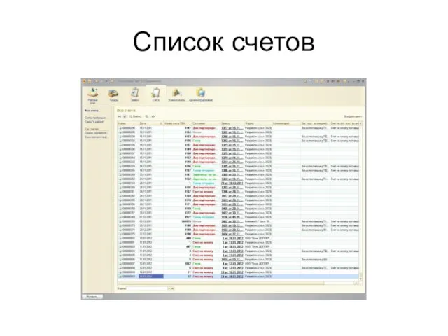 Список счетов