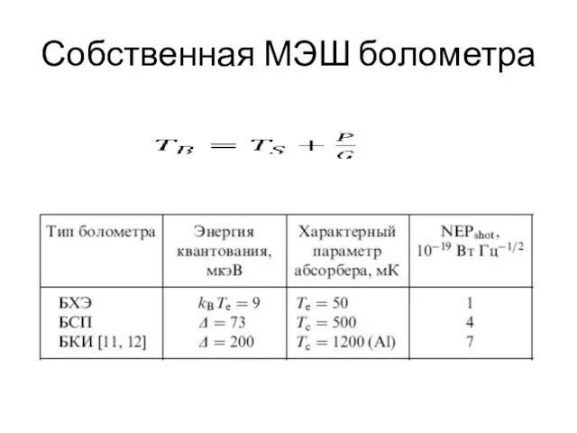 Собственная МЭШ болометра