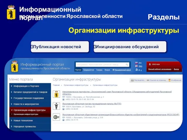 Информационный портал промышленности Ярославской области Организации инфраструктуры Разделы Публикация новостей Инициирование обсуждений