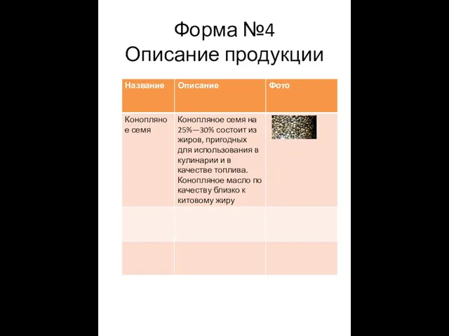 Форма №4 Описание продукции