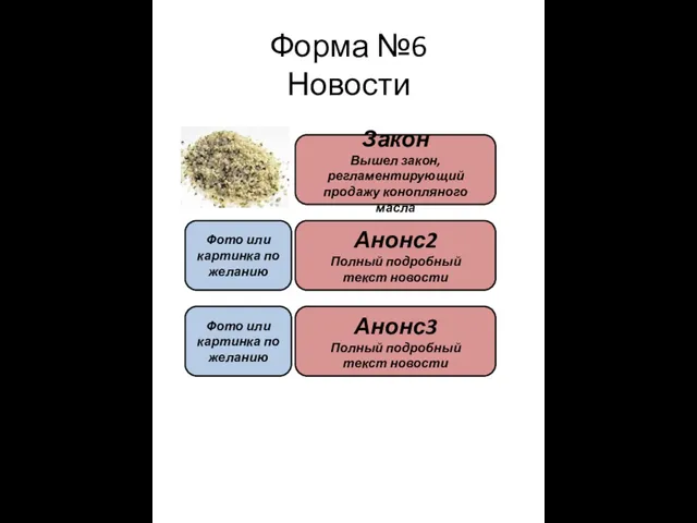 Форма №6 Новости Закон Вышел закон, регламентирующий продажу конопляного масла Анонс2 Полный