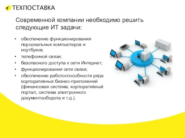 обеспечение функционирования персональных компьютеров и ноутбуков; телефонной связи; безопасного доступа к сети