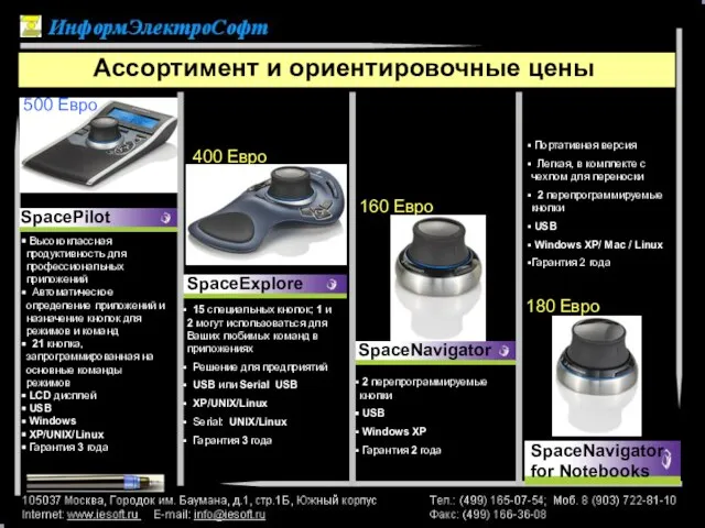 Ассортимент и ориентировочные цены 500 Евро 400 Евро 180 Евро 160 Евро