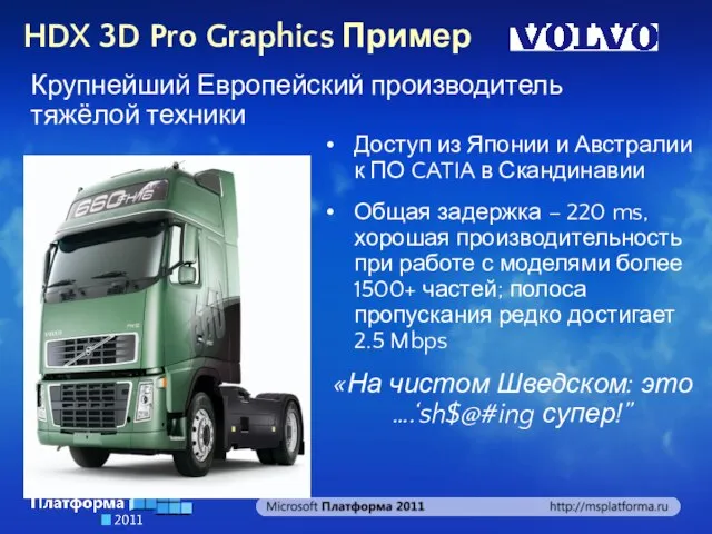 Крупнейший Европейский производитель тяжёлой техники HDX 3D Pro Graphics Пример Доступ из