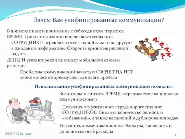 Зачем Вам унифицированные коммуникации? ООО РТС-Консалт В попытках найти понимание с собеседником