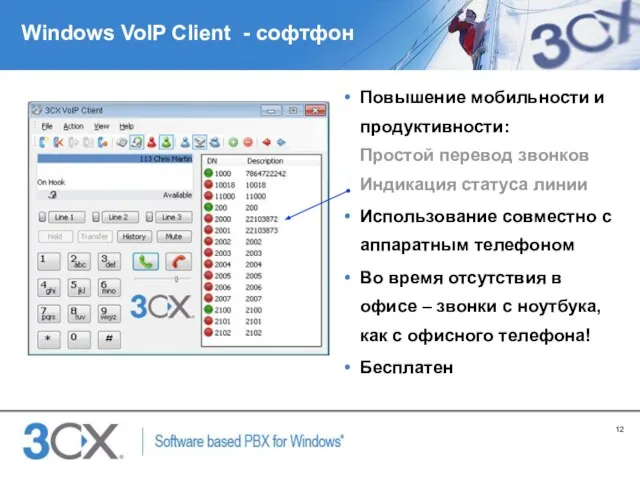 Windows VoIP Client - софтфон Повышение мобильности и продуктивности: Простой перевод звонков