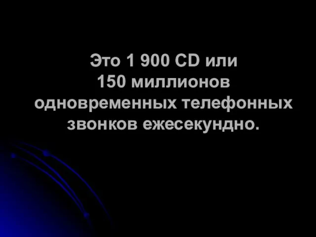 Это 1 900 CD или 150 миллионов одновременных телефонных звонков ежесекундно.