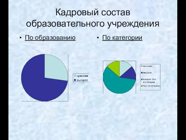 Кадровый состав образовательного учреждения По образованию По категории