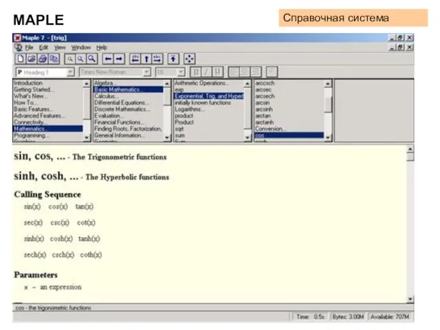 MAPLE Справочная система