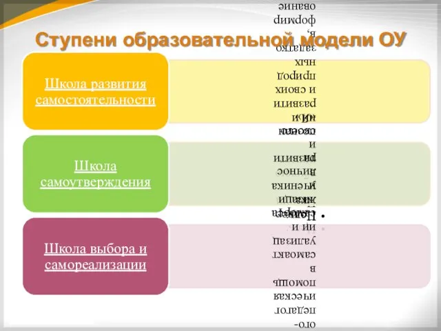 Ступени образовательной модели ОУ