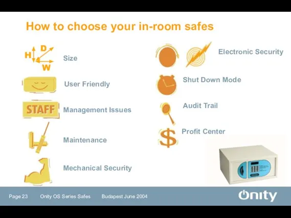 Size Mechanical Security How to choose your in-room safes Maintenance Management Issues