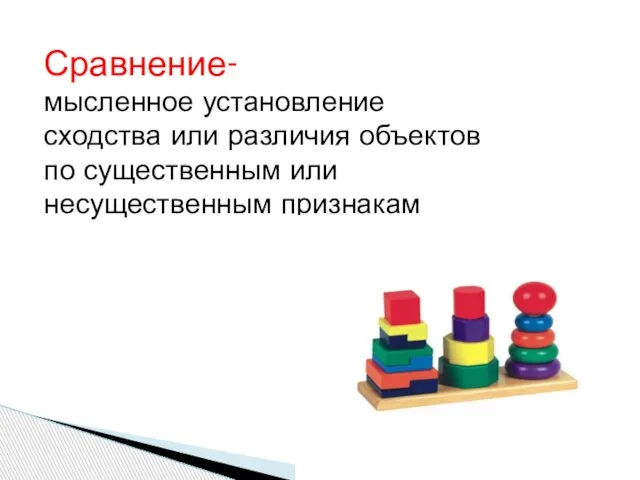 Сравнение- мысленное установление сходства или различия объектов по существенным или несущественным признакам