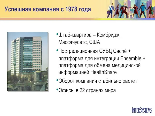 Успешная компания с 1978 года Штаб-квартира – Кембридж, Массачусетс, США Постреляционная СУБД