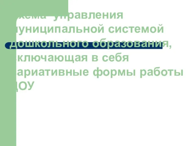 Схема управления муниципальной системой дошкольного образования, включающая в себя вариативные формы работы ДОУ