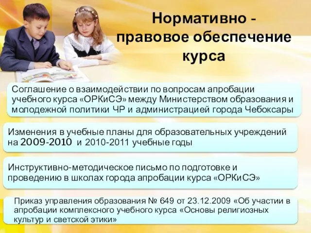 Соглашение о взаимодействии по вопросам апробации учебного курса «ОРКиСЭ» между Министерством образования