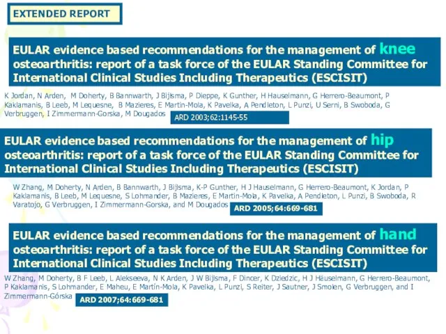 EXTENDED REPORT EULAR evidence based recommendations for the management of knee osteoarthritis: