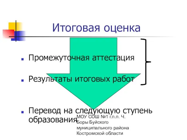 МОУ СОШ №1 г.п.п. Ч. Боры Буйского муниципального района Костромской области Итоговая