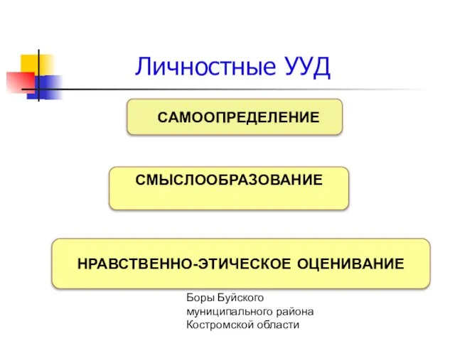 МОУ СОШ №1 г.п.п. Ч. Боры Буйского муниципального района Костромской области Личностные