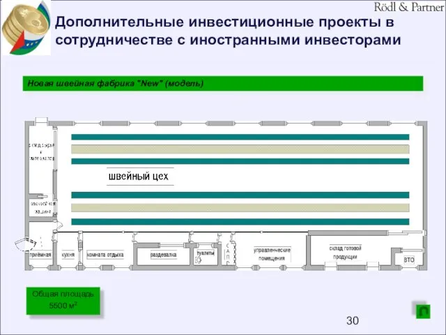 Дополнительные инвестиционные проекты в сотрудничестве с иностранными инвесторами Новая швейная фабрика "New"