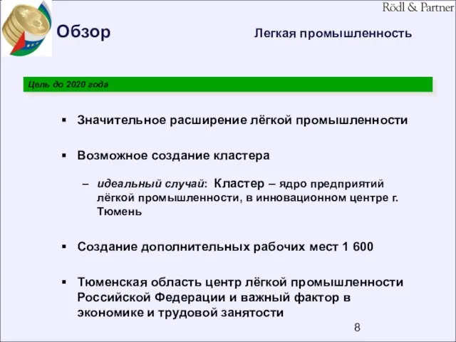 Обзор Легкая промышленность Значительное расширение лёгкой промышленности Возможное создание кластера идеальный случай: