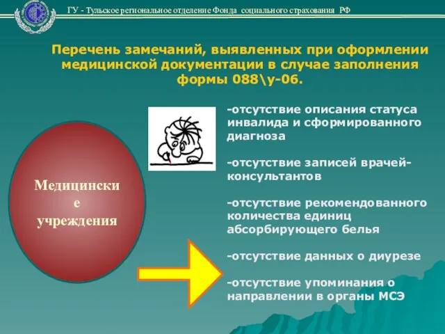 Перечень замечаний, выявленных при оформлении медицинской документации в случае заполнения формы 088\у-06.