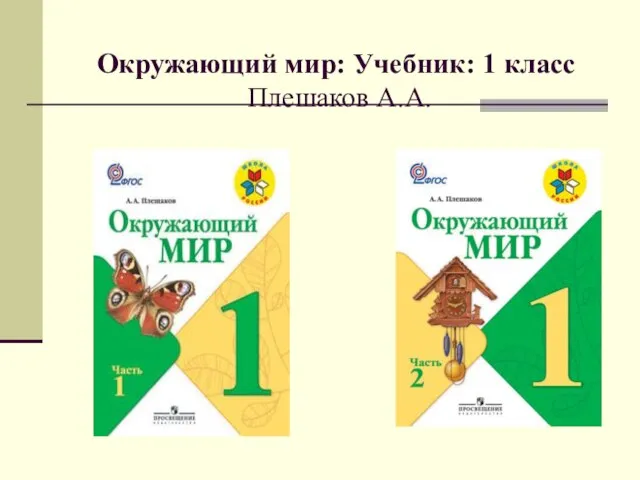 Окружающий мир: Учебник: 1 класс Плешаков А.А.