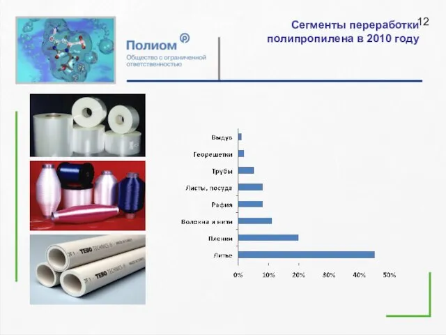 Сегменты переработки полипропилена в 2010 году 12