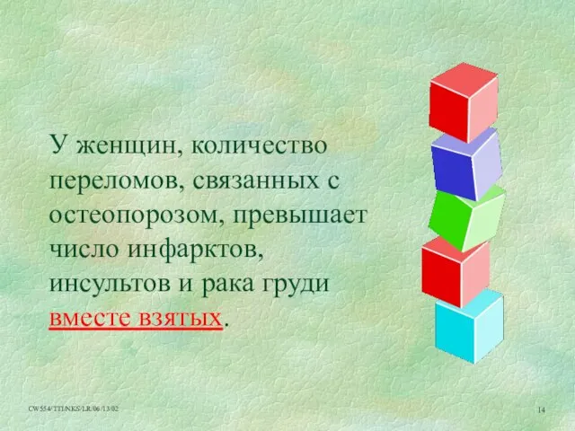 У женщин, количество переломов, связанных с остеопорозом, превышает число инфарктов, инсультов и рака груди вместе взятых.