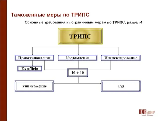 Таможенные меры по ТРИПС Основные требования к пограничным мерам по ТРИПС, раздел