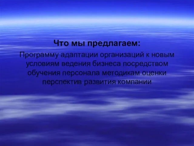 Что мы предлагаем: Программу адаптации организаций к новым условиям ведения бизнеса посредством