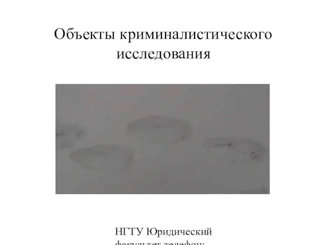 НГТУ Юридический факультет телефон: 346-07-42 Объекты криминалистического исследования