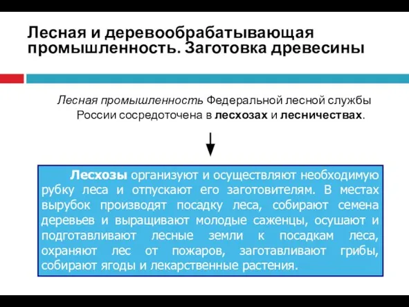 Лесная и деревообрабатывающая промышленность. Заготовка древесины Лесная промышленность Федеральной лесной службы России