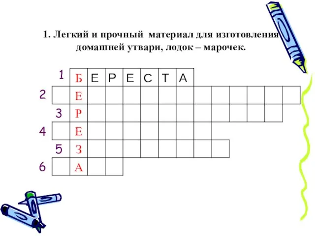 1. Легкий и прочный материал для изготовления домашней утвари, лодок – марочек.