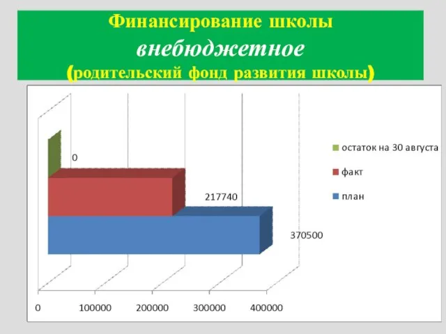 Финансирование школы внебюджетное (родительский фонд развития школы)