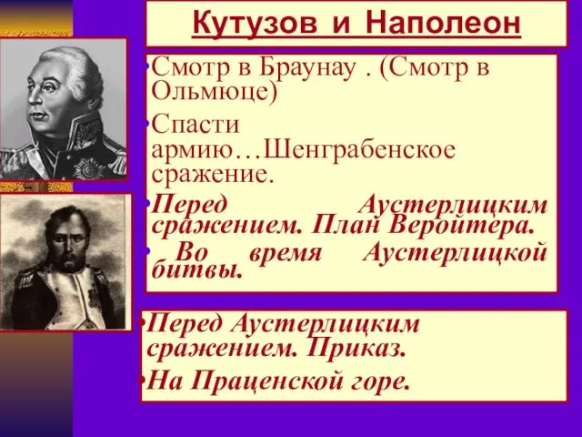 Смотр в Браунау . (Смотр в Ольмюце) Спасти армию…Шенграбенское сражение. Перед Аустерлицким