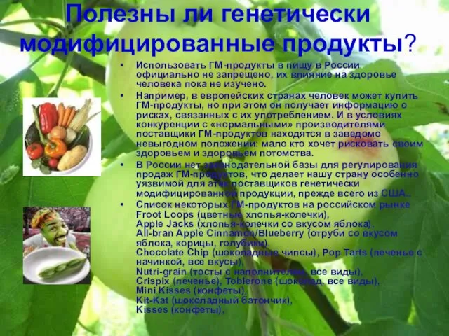 Полезны ли генетически модифицированные продукты? Использовать ГМ-продукты в пищу в России официально
