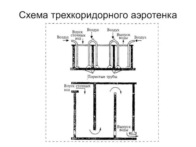 Схема трехкоридорного аэротенка