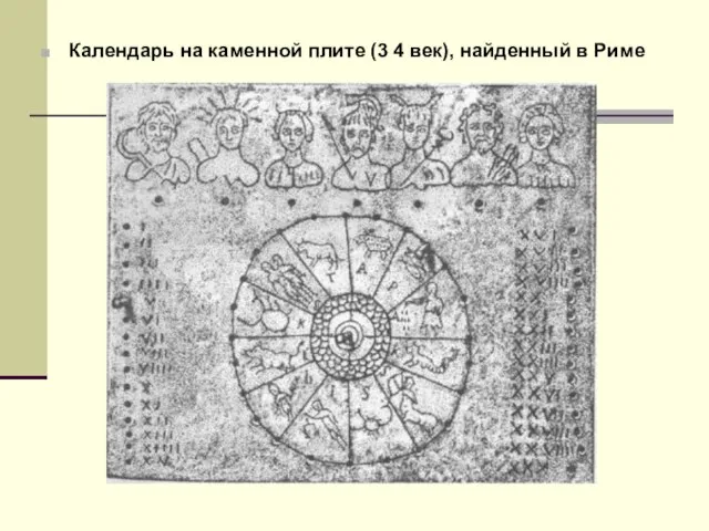 Календарь на каменной плите (3 4 век), найденный в Риме